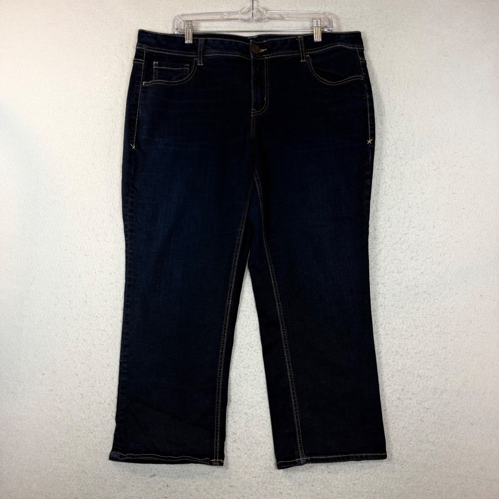Lane Bryant Jeans Womens 18 Genius Fit Crop Blue Dark Wash Stretch EUC